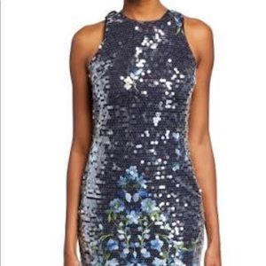 Aidan Mattox Blue Embroidered Sequin Dress sz 8